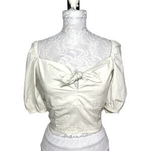 Vero Moda Sweat Heart Tie Knot Blouse Birch Women Large Organic Cotton NWT